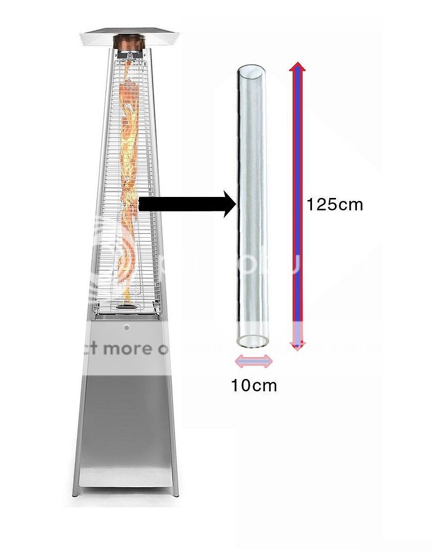 Glass Tube Replacement for Pyramid Gas patio Heater 125cm x 10cm eBay